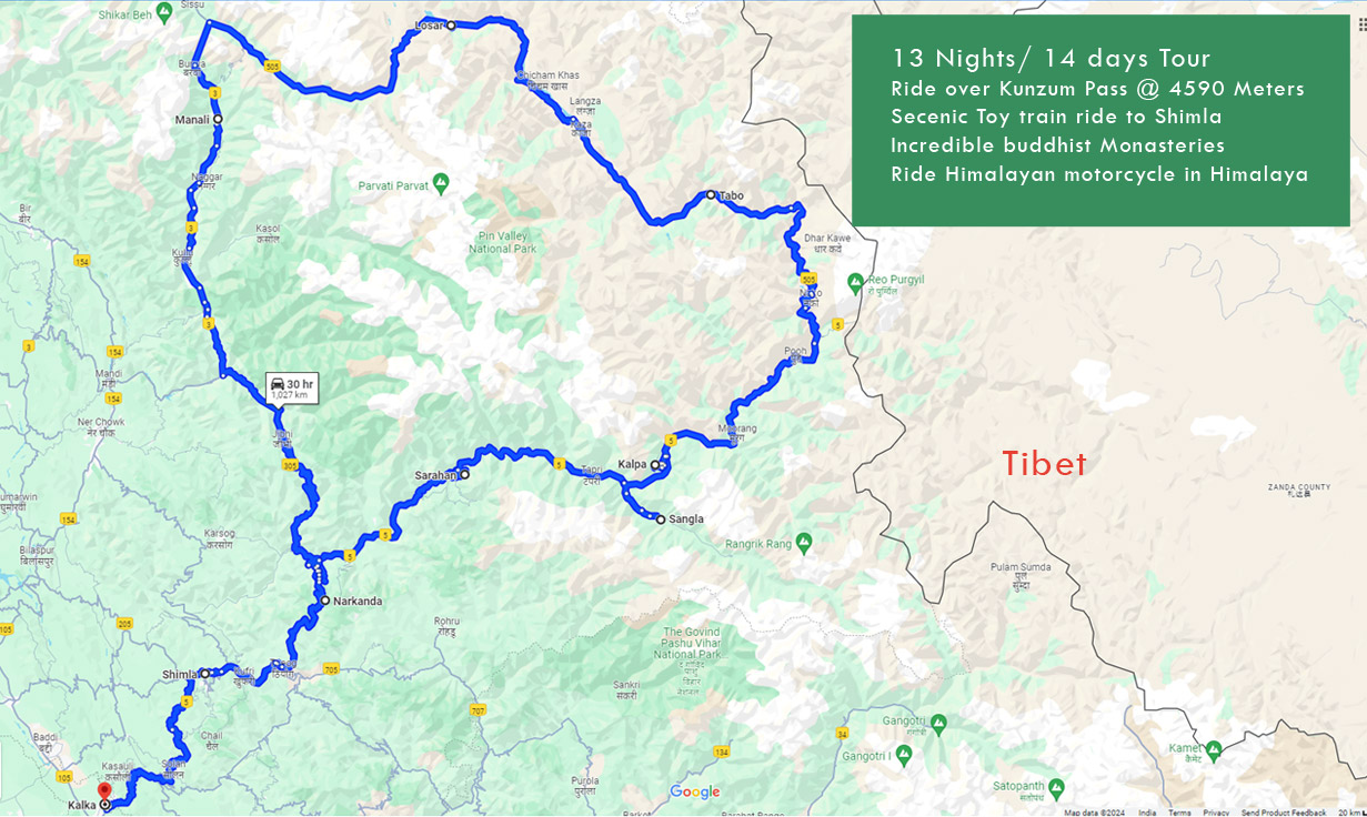 The Little Tibet of India Tour Map